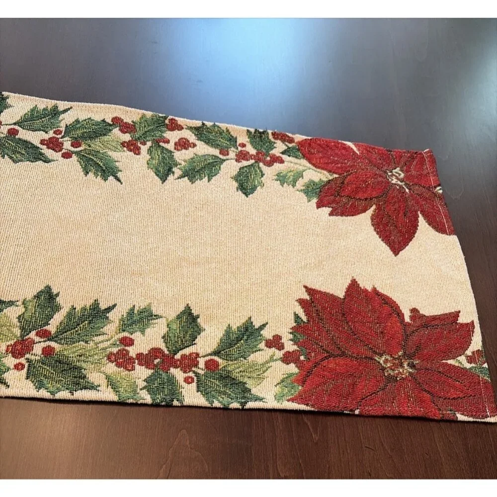 Christmas Poinsettia Table Runner 70x13